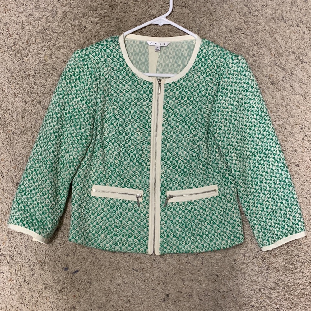 Like new Cabi clover green tweed jacket